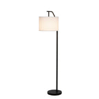 Velmora™ 62 in Black Metal Angled Downbridge Floor Lamp with White Linen Shade