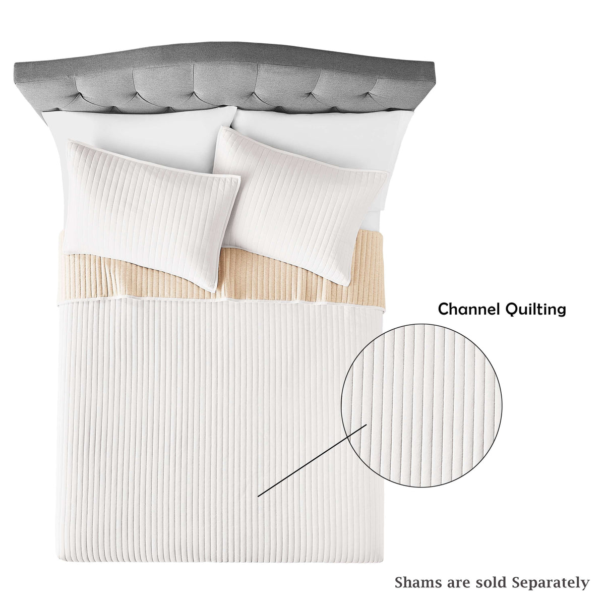 Velmora™ King Quilt - Off-White Soft Jersey, Cotton-Rich T-Shirt Soft, Reversible Bedding