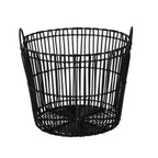 Velmora™ Large Black Poly Rattan Storage Baskets with Handles, Set of 2