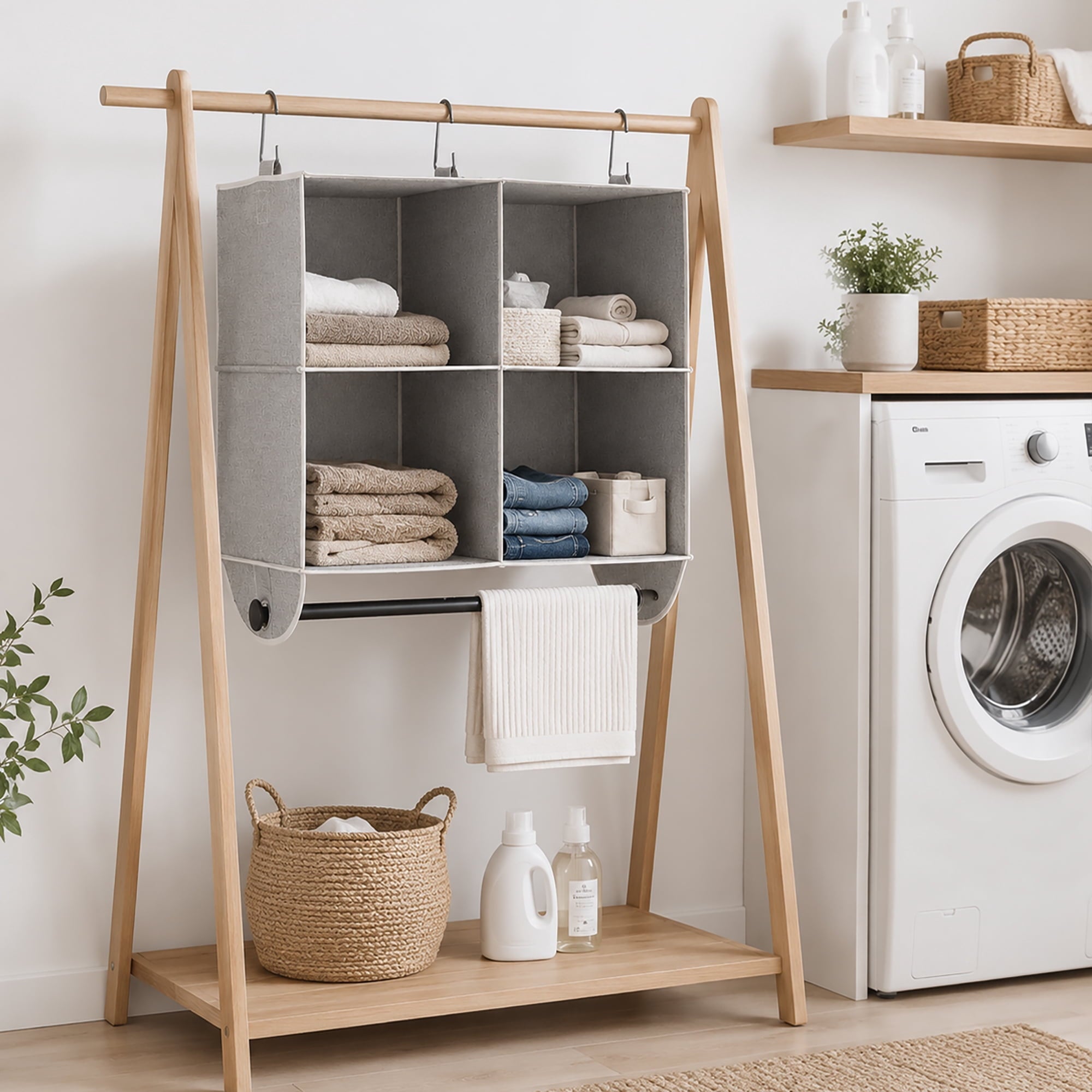 Velmora™ (2 pack) 4-Shelf Gray Hanging Closet Organizer with Rack