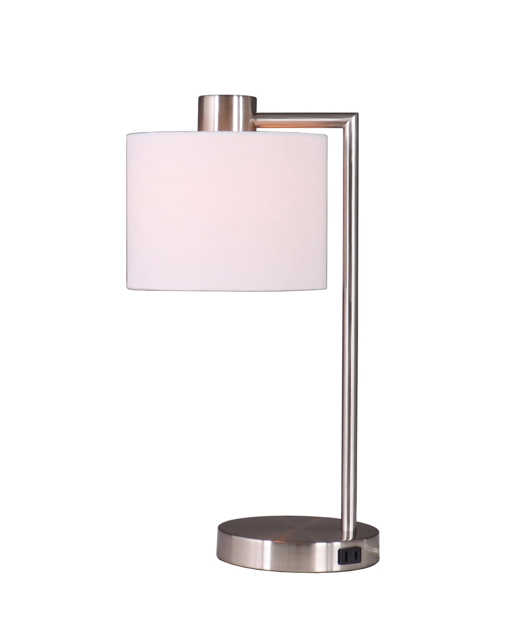 Velmora™ 18 in Silver Metal Table Lamp with Fabric Hardback Shade