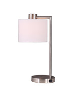 Velmora™ 18 in Silver Metal Table Lamp with Fabric Hardback Shade