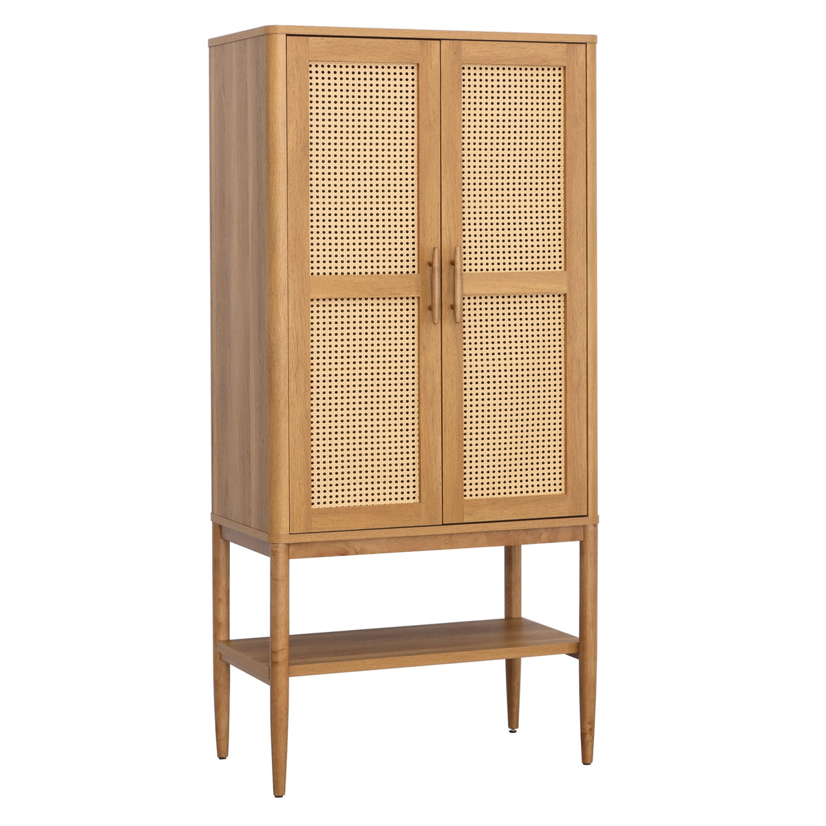 Velmora™ Springwood Caning Storage Accent Cabinet, Light Honey Finish