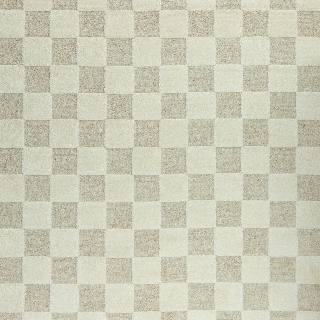 Velmora™ Indoor Area Rug, Transitional Check Ivory Tan, 5 ft 3 in x 7 ft