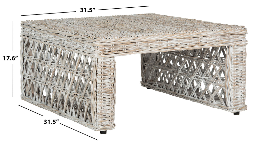 Velmora™ Shila Nautical Wicker Coffee Table, White Wash