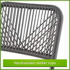 Velmora™ 3-Piece Steel and Wicker Rope Folding Outdoor Patio Bistro Set, Gray/Black