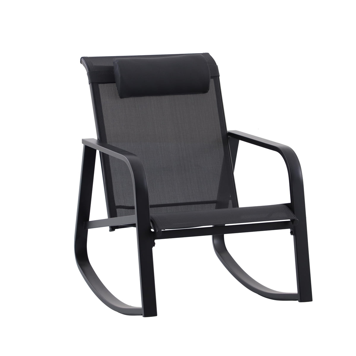 Velmora™ Dashwood Steel 3-Piece Rocker Outdoor Chat Set, Black