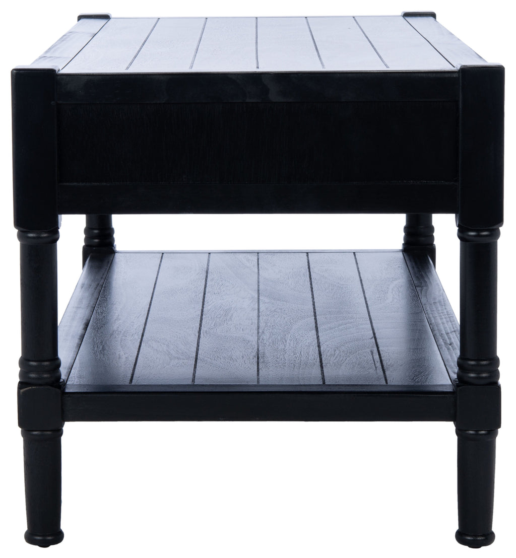 Velmora™ Filbert Solid 2 Drawer Coffee Table, Black