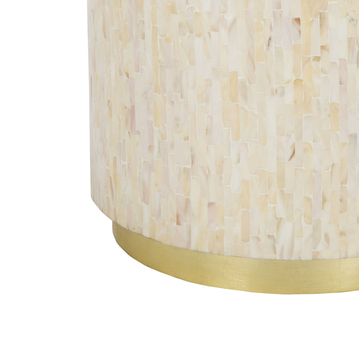 Velmora™ Perla Glam Mosaic Round Side Table, Pink Champagne/Gold