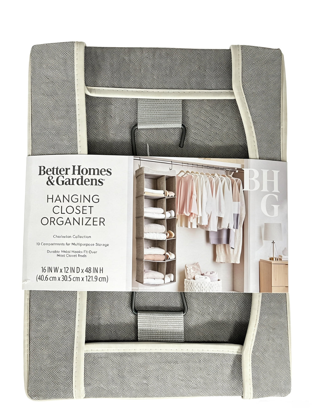 Velmora™ (2 pack) 5-Tier Hanging Closet Storage Organizer Dividers for Shoes and Clothes, 10-Compartments, Polyester & Cotton