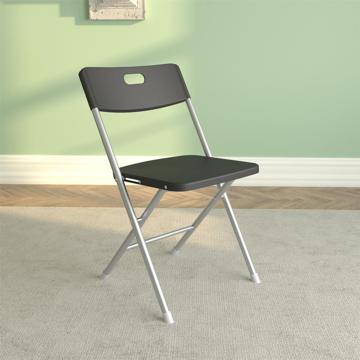 Velmora™ Resin Seat & Back Folding Chair, Black, 4-Pack