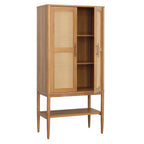 Velmora™ Springwood Caning Storage Accent Cabinet, Light Honey Finish