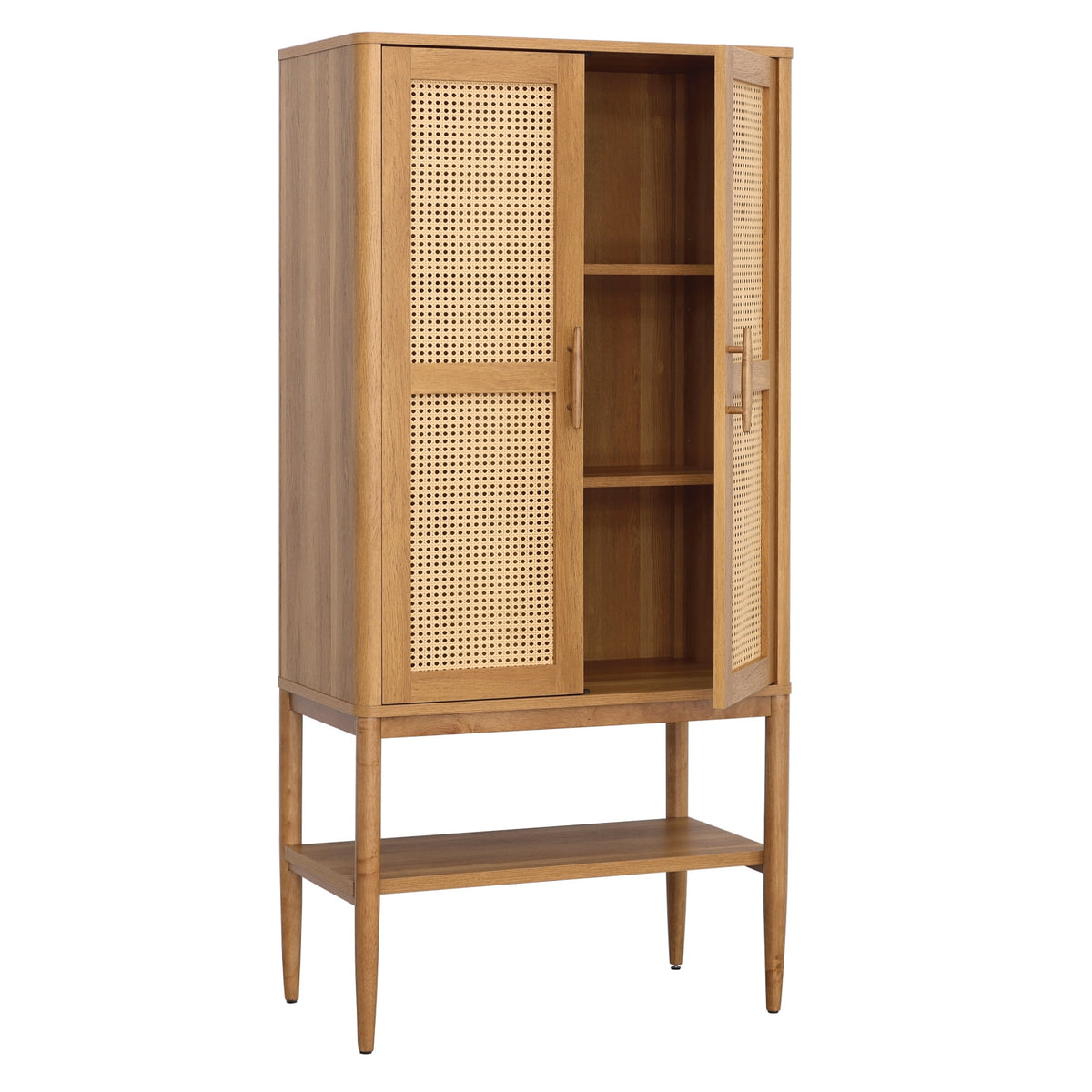 Velmora™ Springwood Caning Storage Accent Cabinet, Light Honey Finish