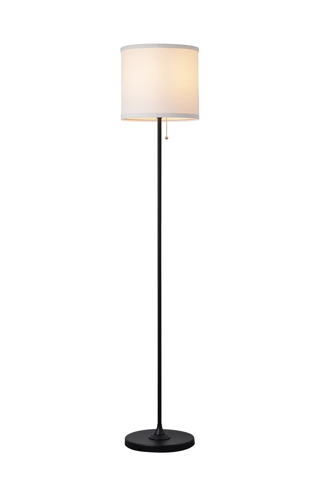 Velmora™ 56.5 in Floor Lamp, Black Finish with White Fabric Shade