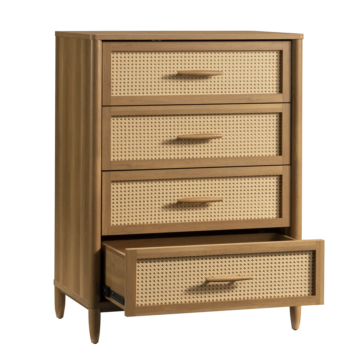 Velmora™ Springwood 4-Drawer Dresser with Caning Look, Light Honey