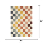 Velmora™ Rainbow Checkered Shag Indoor Area Rug, Multicolor, 5 ft 3 in x 7 ft