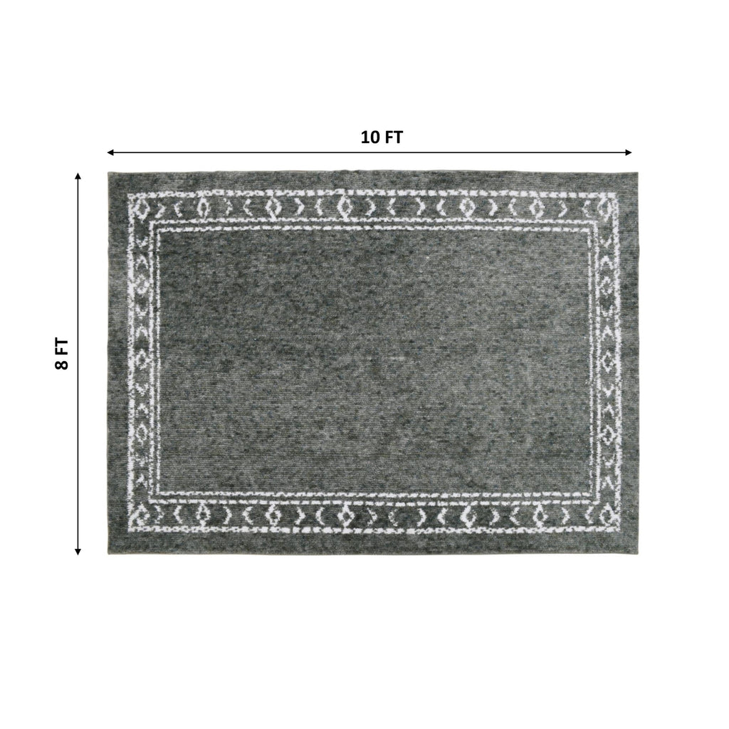 Velmora™ Green Bordered Tufted Washable Area Rug, 8 ft x 10 ft
