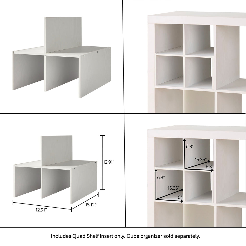 Velmora™ (4 pack) Quad Shelf Insert for Cube Organizers, White Texture