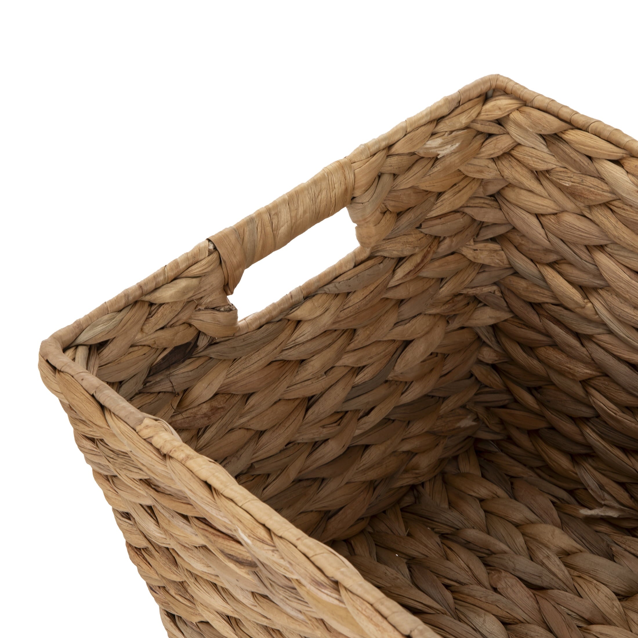 Velmora™ (2 pack) Large Water Hyacinth Decorative Storage Basket with Handles, 14 in x 11 in x 8.5 in
