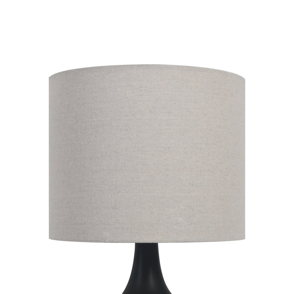 Velmora™ 22 in Black Ceramic Table Lamp with Oatmeal Linen Shade
