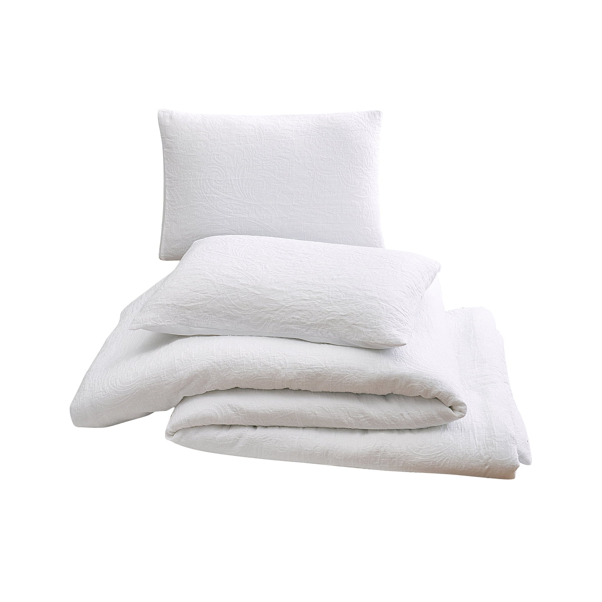 Velmora™ 3-Piece White Paisley Matelasse Comforter Set, Full/Queen - All-Season Bedding