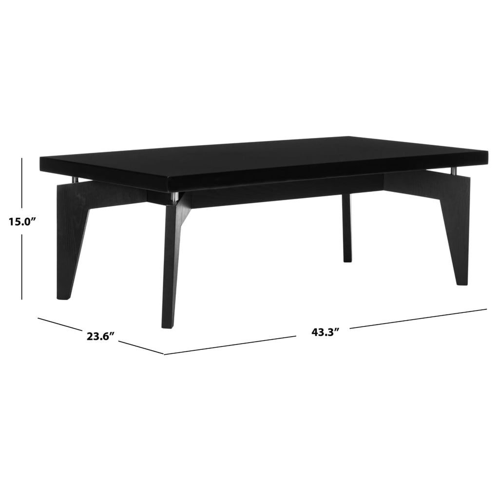 Velmora™ Josef Retro Lacquer Floating Top Coffee Table, Black/Black