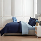 Velmora™ Reversible 7-Piece Bed-in-a-Bag Bedding Set, Queen, Navy