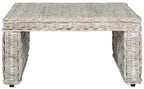 Velmora™ Shila Nautical Wicker Coffee Table, White Wash
