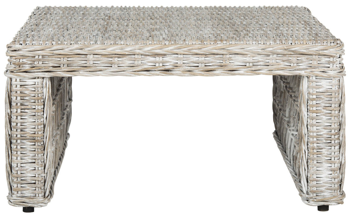 Velmora™ Shila Nautical Wicker Coffee Table, White Wash