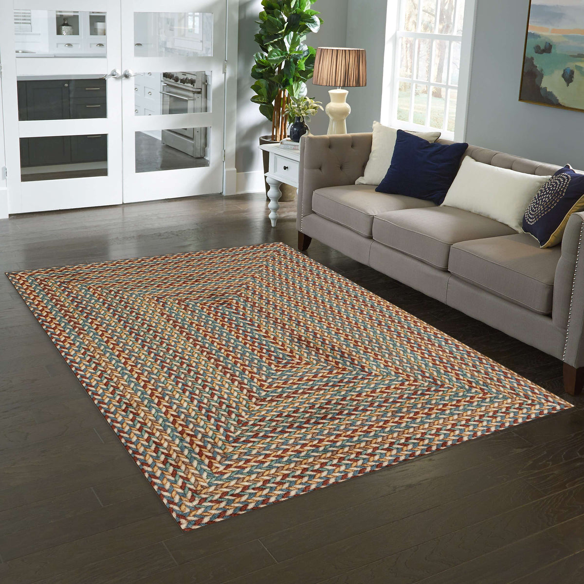 Velmora™ Traditional Multicolor Print Braid Indoor Area Rug, 5 ft x 7 ft