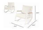 Velmora™ Marlow Outdoor Patio Rocking Chairs, 2-Pack, White Frame with Cream Cushions