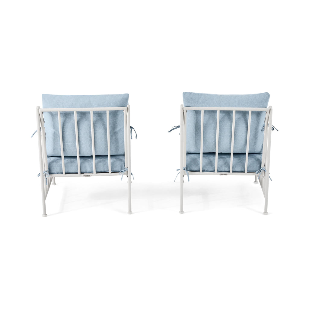 Velmora™ Aubrey 3-Piece Metal Outdoor Chat Set, White & Blue