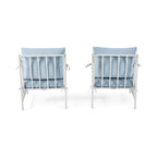 Velmora™ Aubrey 3-Piece Metal Outdoor Chat Set, White & Blue