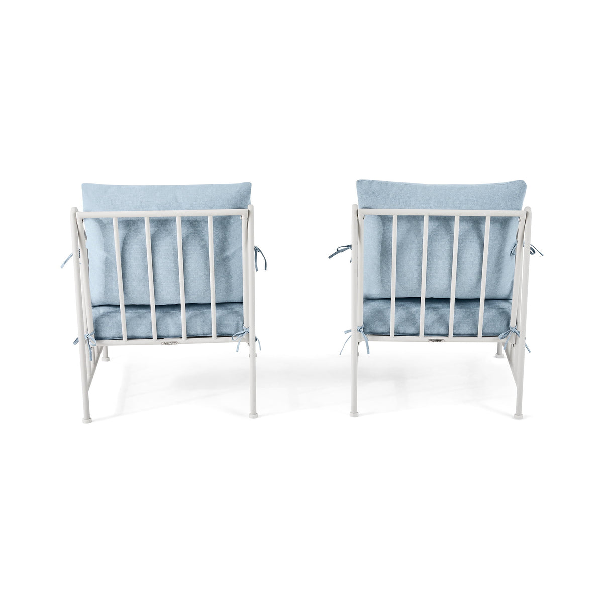 Velmora™ Aubrey 3-Piece Metal Outdoor Chat Set, White & Blue