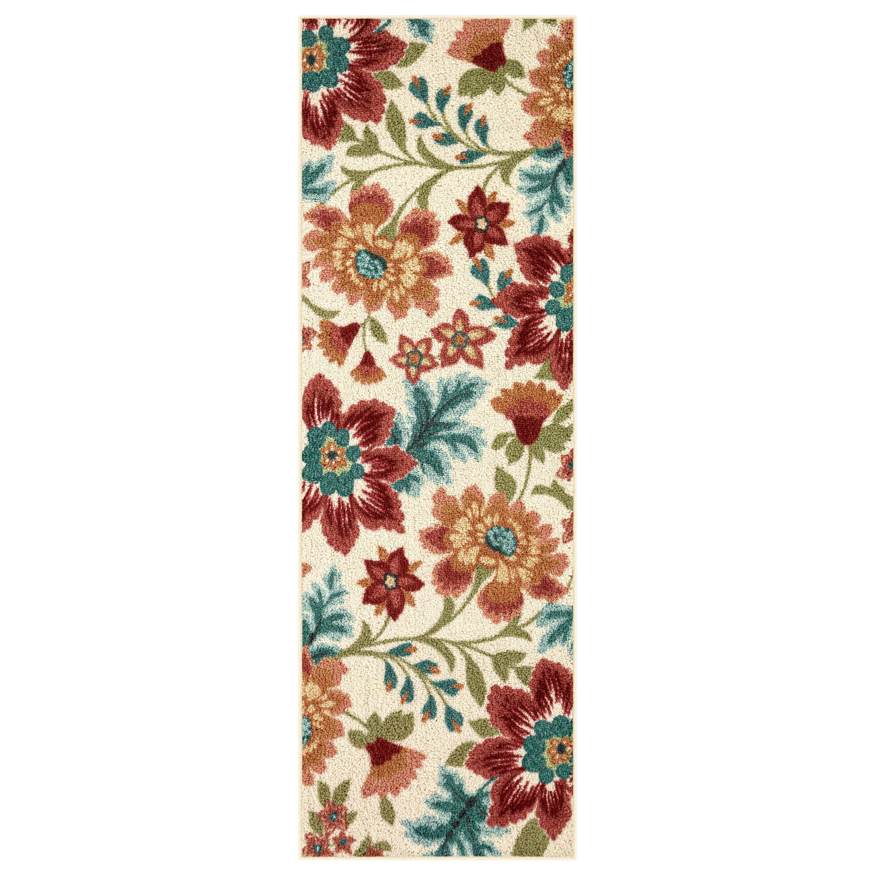 Velmora™ (2 pack) Farmhouse Oversized Floral Cream Multicolor Indoor Hallway Runner Rug, 2'x6'