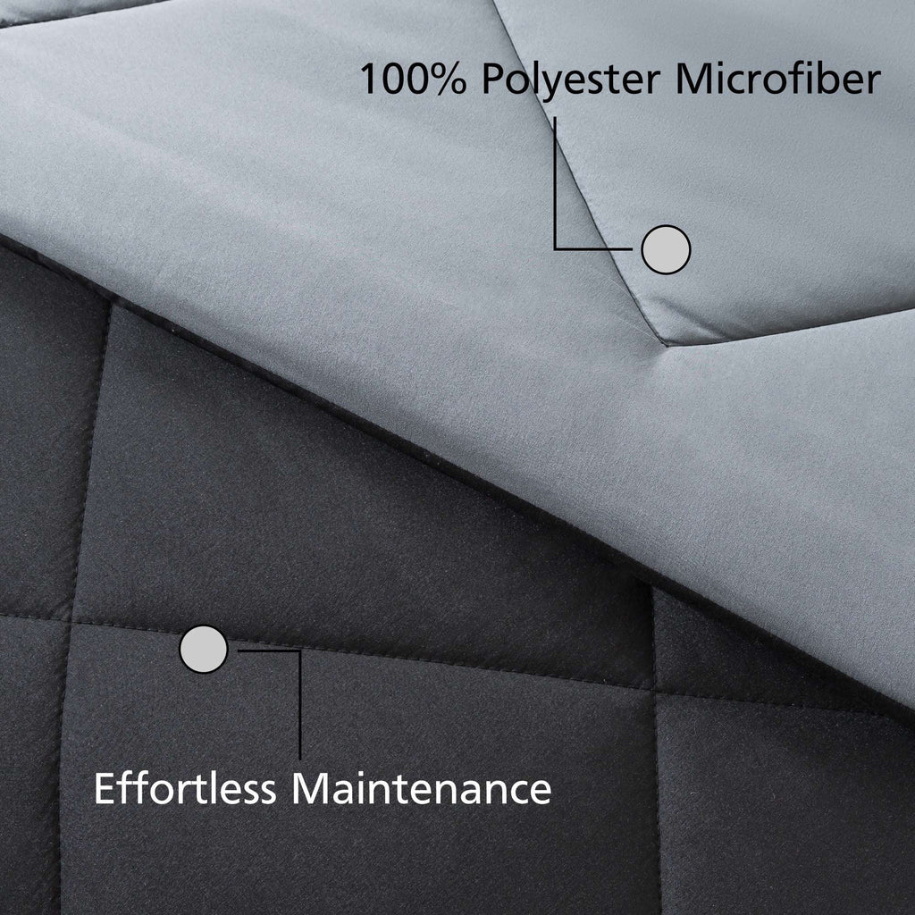 Velmora™ Full/Queen Comforter, All-Season Reversible Microfiber, Black