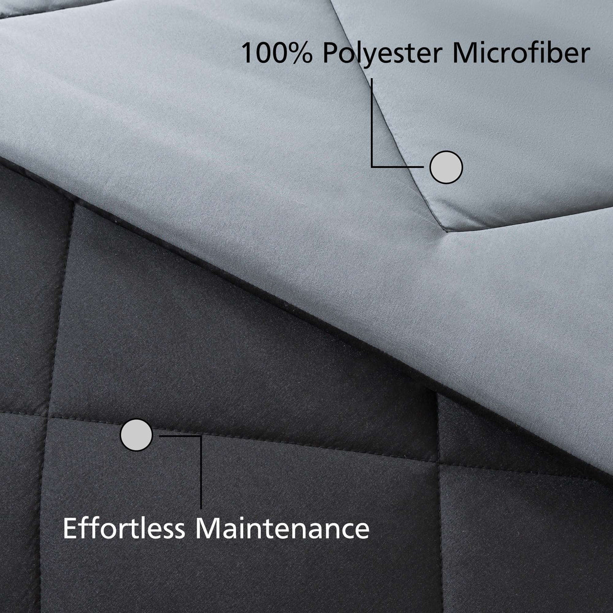 Velmora™ Full/Queen Comforter, All-Season Reversible Microfiber, Black