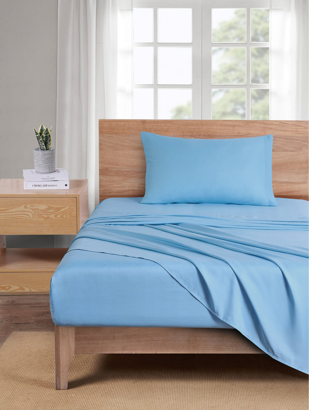 Velmora™ (4 pack) Basic Value Microfiber Bed Sheet Set, Light Blue, Twin, 3-Piece