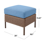 Velmora™ Chelsea Outdoor Patio Ottoman Set, 2 Pieces, Blue Cushions