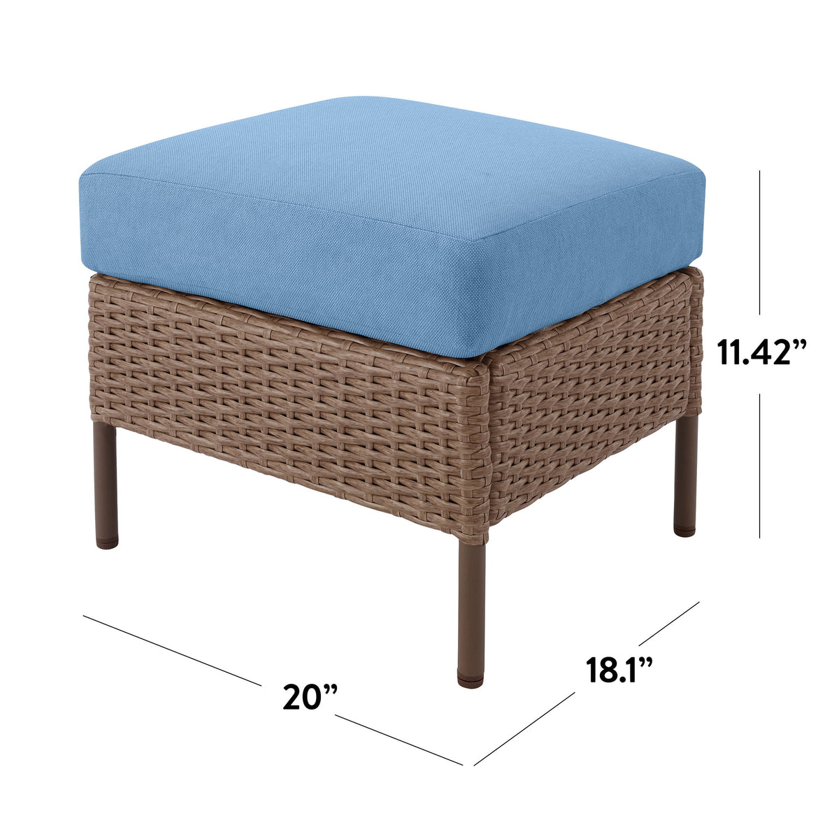 Velmora™ Chelsea Outdoor Patio Ottoman Set, 2 Pieces, Blue Cushions