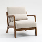 Velmora™ Wood Arm Accent Chair, Beige