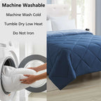 Velmora™ Reversible Microfiber Comforter, Navy, Full/Queen