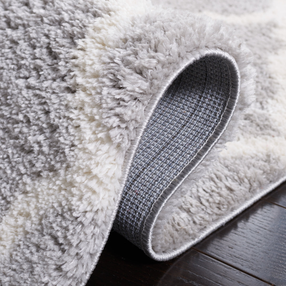 Velmora™ Gray & Ivory Plush Trellis Shag Indoor Area Rug, 5' x 7'