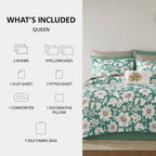 Velmora™ Reversible Bed-in-a-Bag Bedding Set, 11 Pieces, Queen, Green Floral