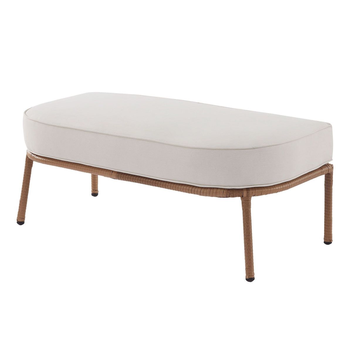 Velmora™ Willow Sage All-Weather Wicker Outdoor Loveseat and Ottoman Set, Beige