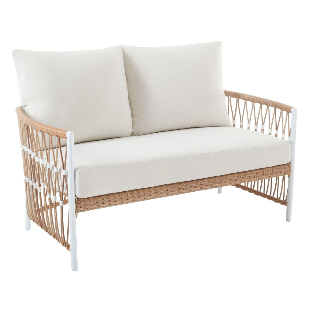 Velmora™ Lilah Outdoor Wicker Loveseat with White Cushions