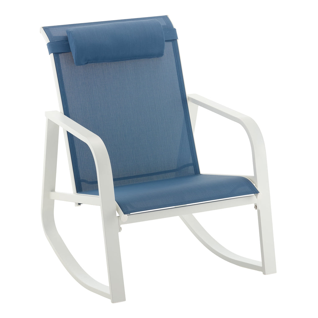 Velmora™ Dashwood Steel 3-Piece Rocker Outdoor Chat Set, Blue