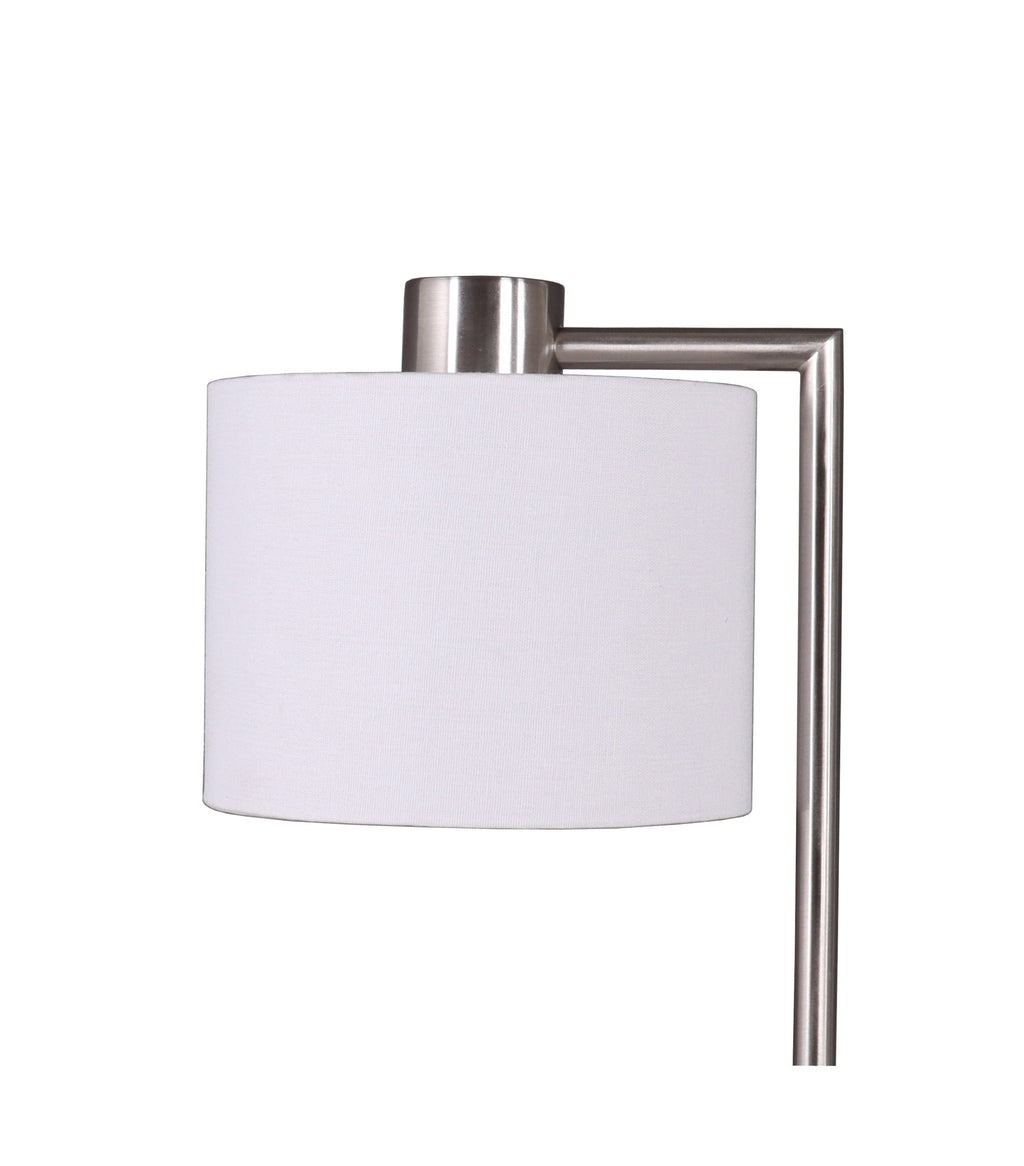 Velmora™ 18 in Silver Metal Table Lamp with Fabric Hardback Shade