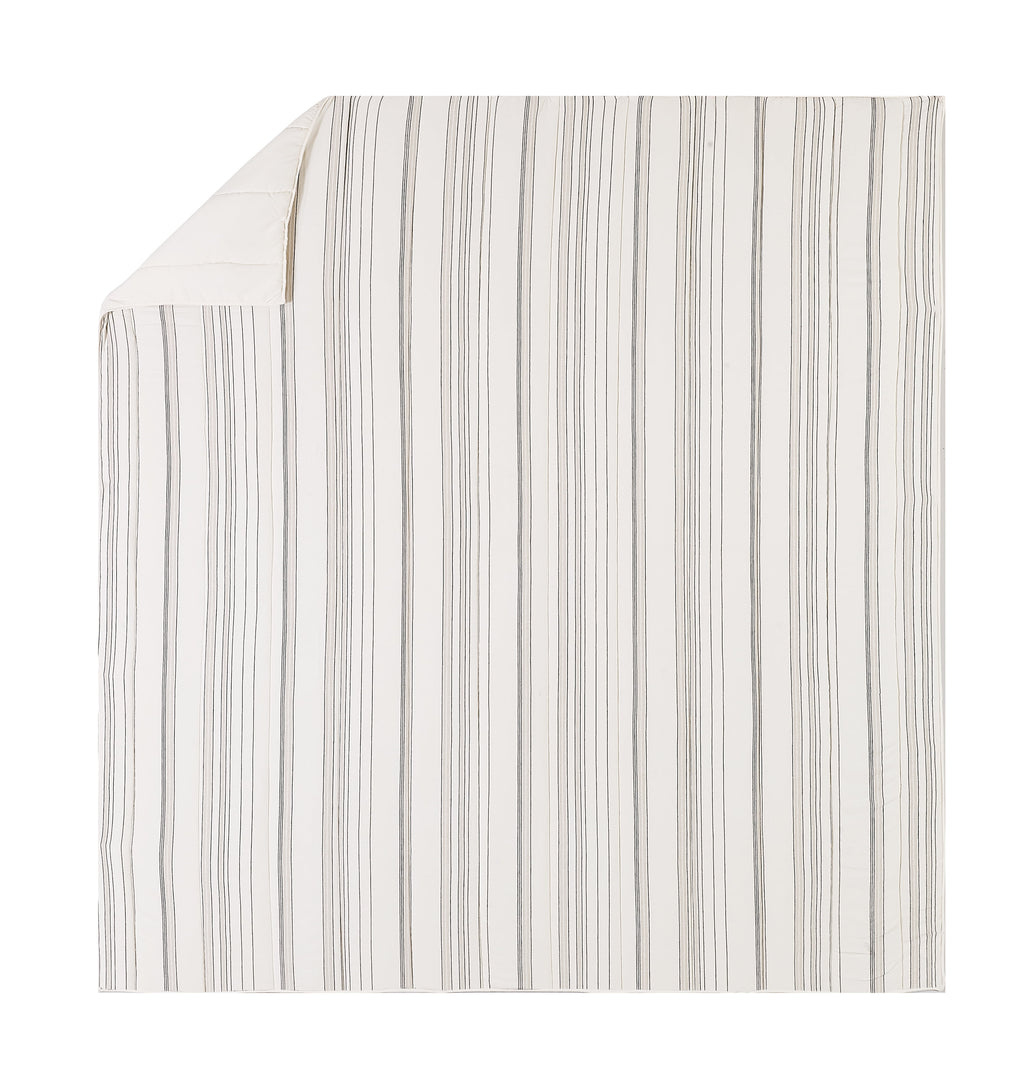 Velmora™ Ticking Stripe Cotton Quilt, Off-White, Full/Queen, All Ages