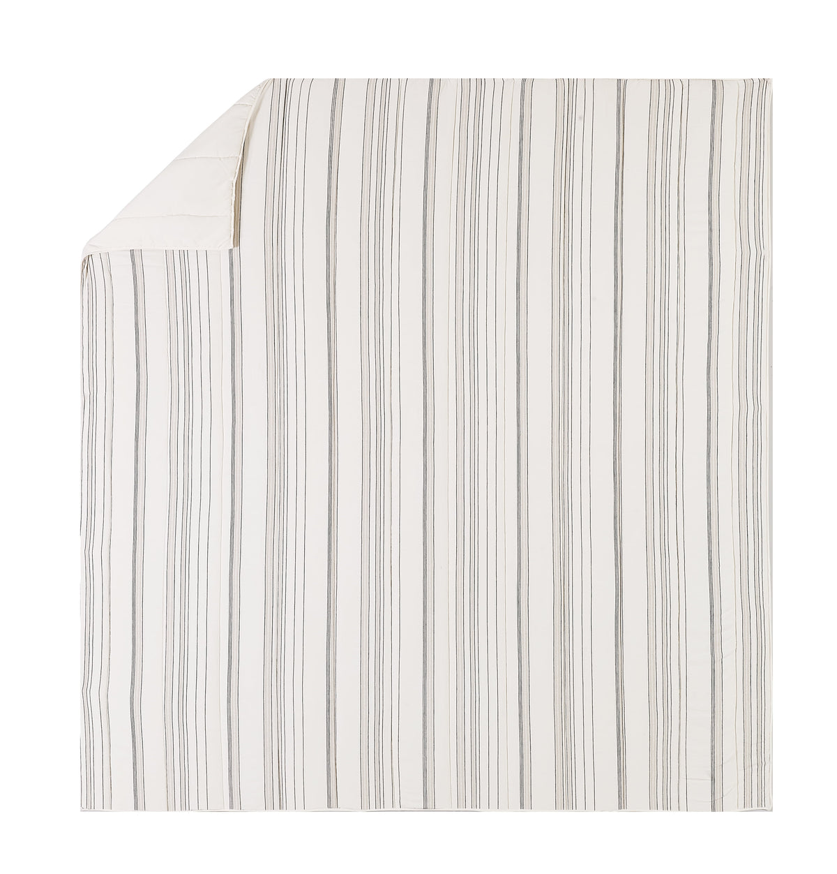 Velmora™ Ticking Stripe Cotton Quilt, Off-White, Full/Queen, All Ages